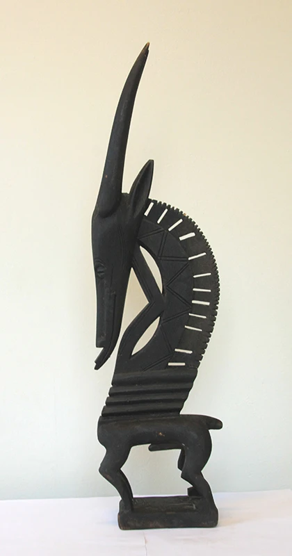 Maskenaufsatz in Form einer Pferdeantilope – Holz geschwärzt – Mali